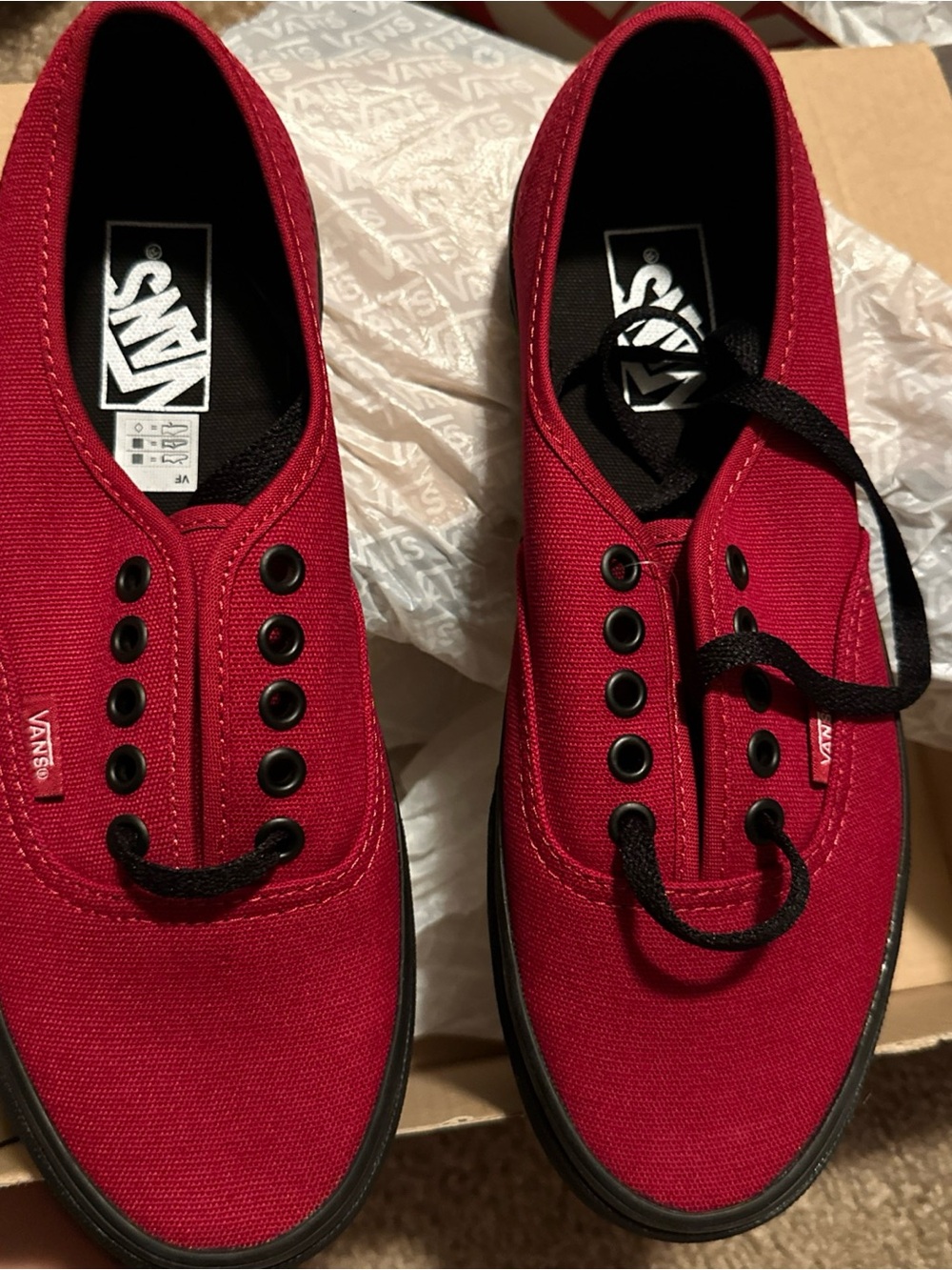 Vans Red Canvas Low-Top Sneakers with Black Trim